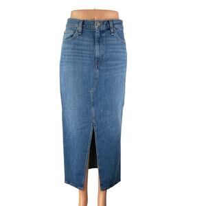 NEW Hudson Blue High Waisted Front Slit Straight Midi Denim Jeans Skirt Size 31